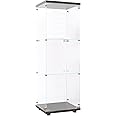 Zipzop Modern 49'' Contemporary 3-Shelf Case Glass Display Cabinet in Clear with Door, Curio Cabinet Collection Display Case, Floor Standing Bookshelf for Living Room Bedroom Home Office