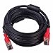 DTECH Computer Monitor VGA Cable 15 Feet with Dual Ferrite Cores Standard 15 Pin Male to Male Port Wire Full HD 1080P -Black