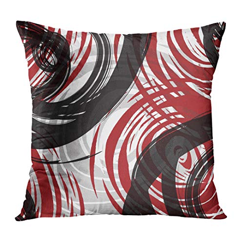 Emvency Set of 4 Throw Pillow Covers Red and Black White Gray (18 x 18