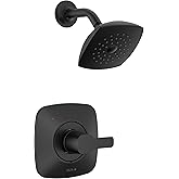 Delta Modern 14 Series Shower Faucet Set, Matte Black Shower Head and Handle Set, Valve Trim Kit, Matte Black T142339-BL-PP (Valve Not Included)