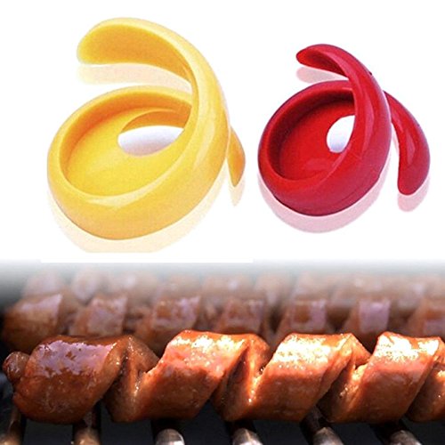 Xiaolanwelc@ 2PCs Manual Fancy Sausage Cutter Spiral Barbecue Hot Dogs Cutter Slicer kitchen Cutting Auxiliary Gadget Hotdog sausage Tools - Thumbnail 7