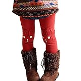 Shouhengda Kid Girl Winter Rabbit Printed Leggings Warm Fleece Pants