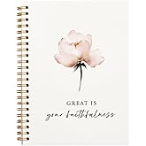 Tizzer Christian Bible Notebook for Women, Floral Christian Prayer Spiral Journal, Scripture Bible Journaling Notebooks for Note Taking Work, Christian Gifts for Women, Scripture Great is Your Faithfulness Hardcover Spiral Notebook 5.5x8.3