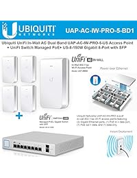 UniFi AC UAP-AC-IW-PRO-5-US - Punto de acceso de doble banda con conmutador UniFi PoE+ US-8-150W Gigabit 8-Port con SFP 150W