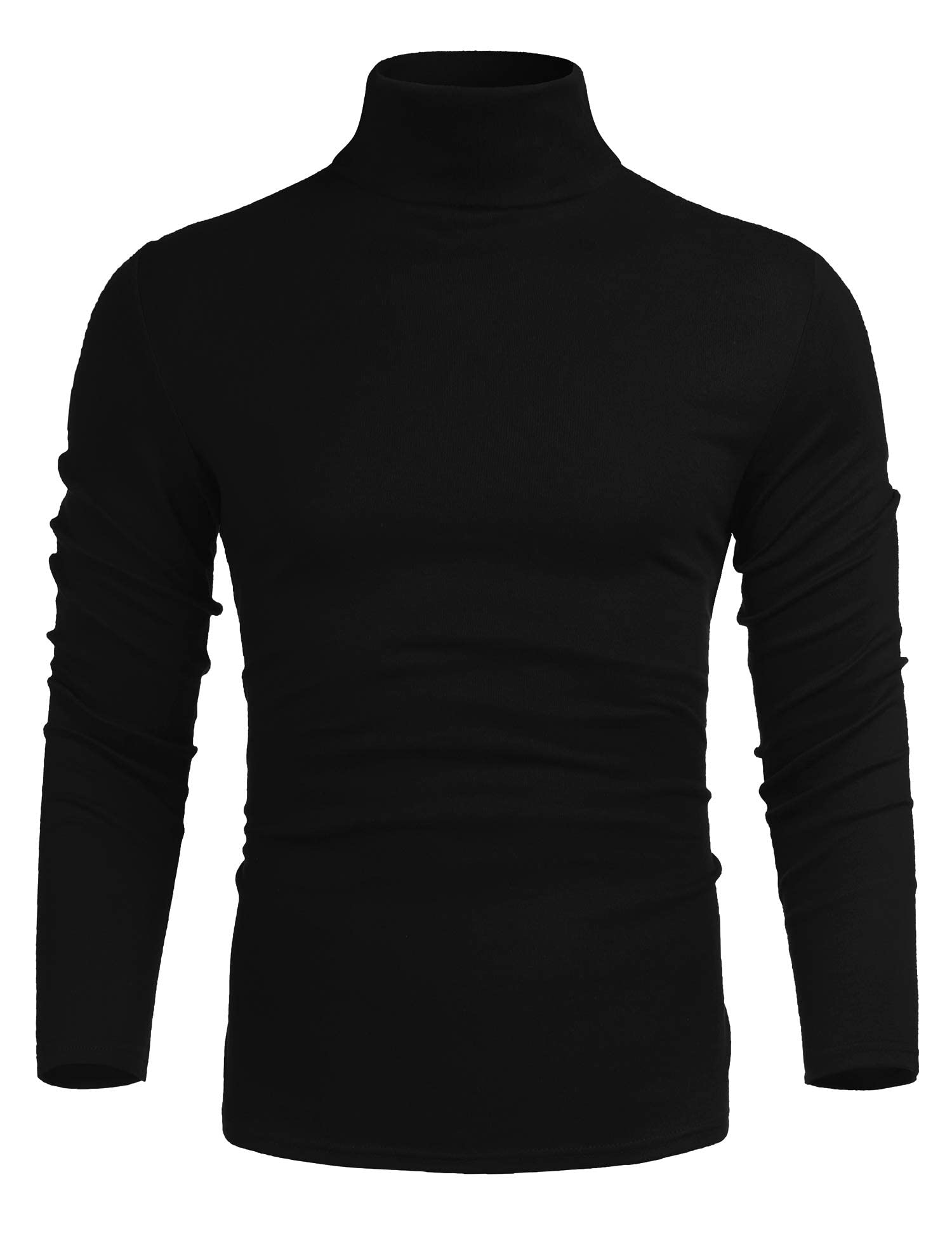 Cegerne Herren Rollkragenpullover Baumwolle Rollkragenshirt Slim Fit Rolli Elastisch Langarmshirts Turtleneck, Schwarz, M 2
