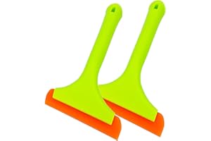WEDFEIR 2pcs Silicone Squeegee for Shower Glass Door, Window Cleaning, Auto Water Blade, Water Wiper, Shower Squeegee, 5.9'' Blade and 7.5'' Long Handle for Car Windshield, Window, Mirror, Glass Door.