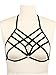 Women Strappy Harness Hollow Out Cross Cage Bra Elastic and Adjustable Cupless Bralette Straps Lingerie, Black