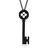 OfficialOtaku Coraline Button Key Pendant Chain Necklace - Black (0.45 oz)