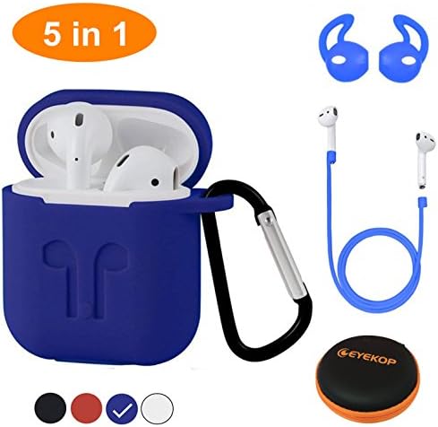 EYEKOP AC11 AirPods Case Protective Silicone Cover and Skin for AirPods Charging Case (Blue)