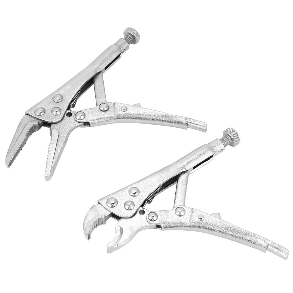 2Pcs Ground Mouth Straight Jaw Lock Clamp Locking Pliers Set Hand Tools