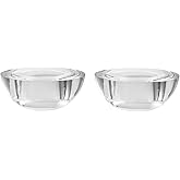 Kitcom Crystal Tealight Candle Holders for Tabletop Home Decor W2.8'' X H1.2'', Comes with Gifed Box(Pack of 2)