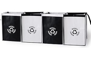 BeBesta Recycle Waste Bin Bags, 4 Pack, Black, Plastic, Open-Top