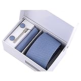 Coxeer® Men's Tie Necktie Set for Business Wedding with Cufflinks Handkerchief & Tie Clip