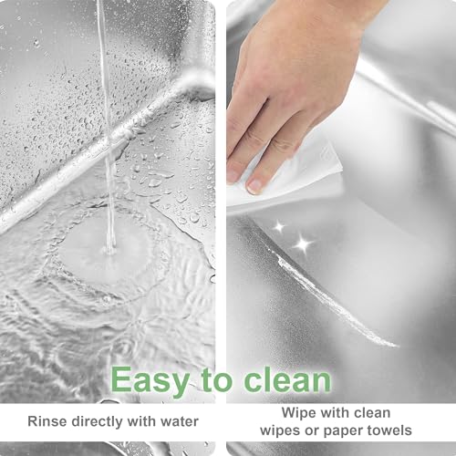ORCHID M® 19.7"x13.8"x5.9"Stainless Steel Cat Litter Box High Side Cats Toilet Kitten Litter Pan, Pet Cleaning Tool for Big and Small Cats, Rabbits, Splash-Proof and Non-Stick Cat Poop Box odorless
