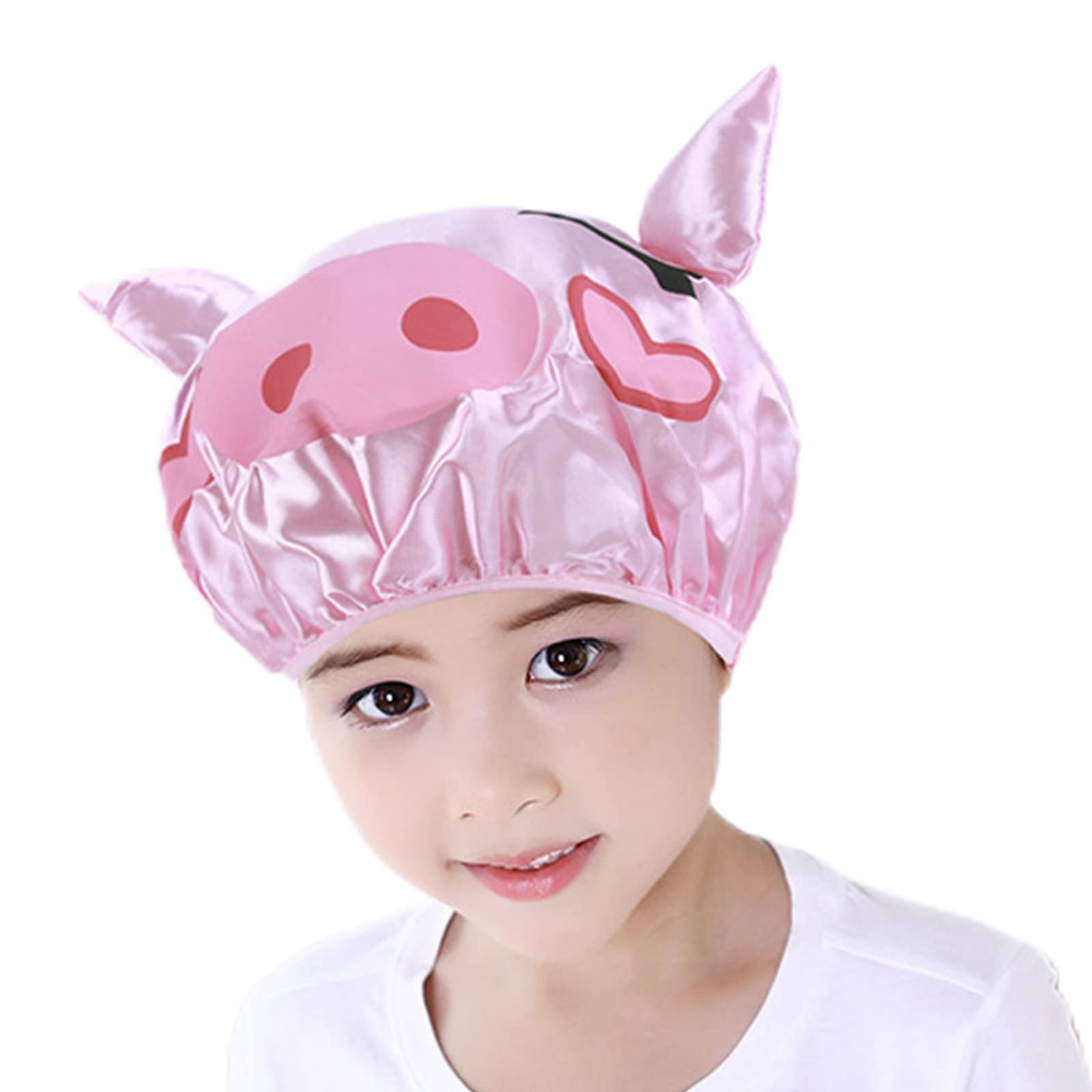 JK Home Kids Shower Cap, Double-Layer Waterproof Reusable Elastic Animal Bathing Shower Hat, Fun Cute Cartoon Bath Caps for Boy Girls