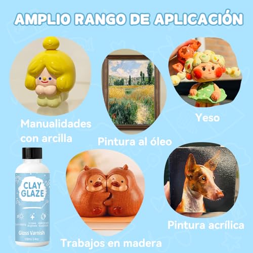 Air Drying Clay Varnish, Air Drying Clay Varnish to Prevent Cracks, Scratches and Wear, Improves the Shine of Clay, Suitable for Ceramic, Oil Paint and Wood (100ml)