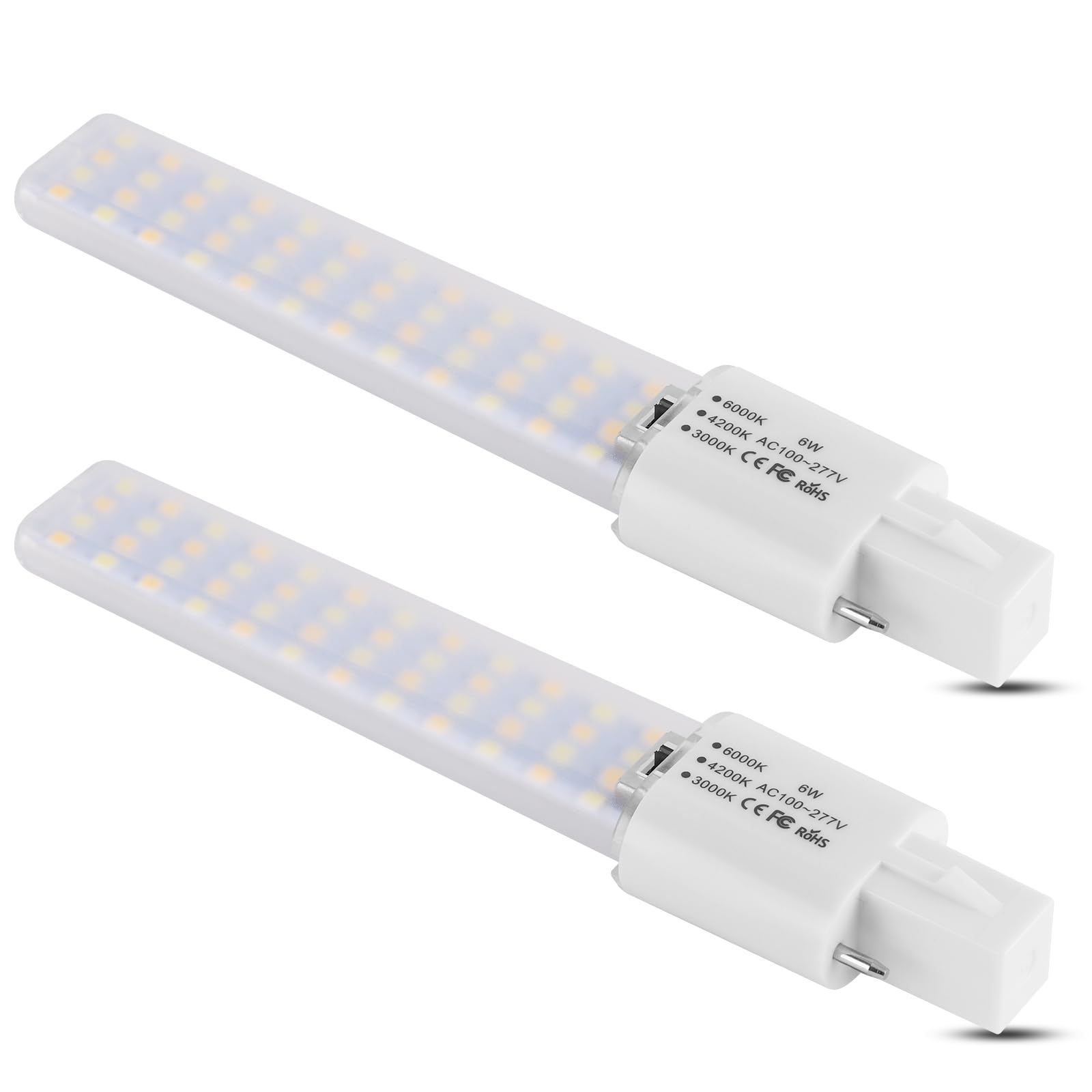 Photo 1 of Lidesheng G23 LED Light Bulb 6W Replacement 13W CFL LED Stick PL Bulb G23-2 Pin Base, 3 Color Selectable 3000K/4200K/6000K 360° Beam Angle, Driven by 100-277V and CFL Ballast, 2 Pack (G23 6W, 3 Color)