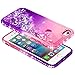 iPhone 8 Case, iPhone 7 Case with Tempered Glass Screen Protector for Girls Women Kids, NageBee Glitter Liquid Sparkle Bling Floating Waterfall Diamond Shockproof Cute Case for iPhone 7/8 -Pink/Purple