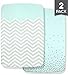 Organic Cotton Crib Sheet Set: Standard Pack n Play Mattress Sheets (2 Pack) Baby Sheets for Playard, Soft Comfortable Unisex for Infants and Toddlers 39”x27”x5”! (Mint Collection)