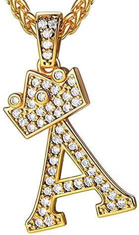 Amazon Rockyuブランド A Z 26英文 イニシャルネックレス メンズ レディース ゴールド ジルコニア 文字モチーフペンダントトップ キラキラ 男女兼用 55 チェーン ステンレス ネックレス パーティ ヒップホップ B系 ファッション アクセサリー A ネックレス 通販