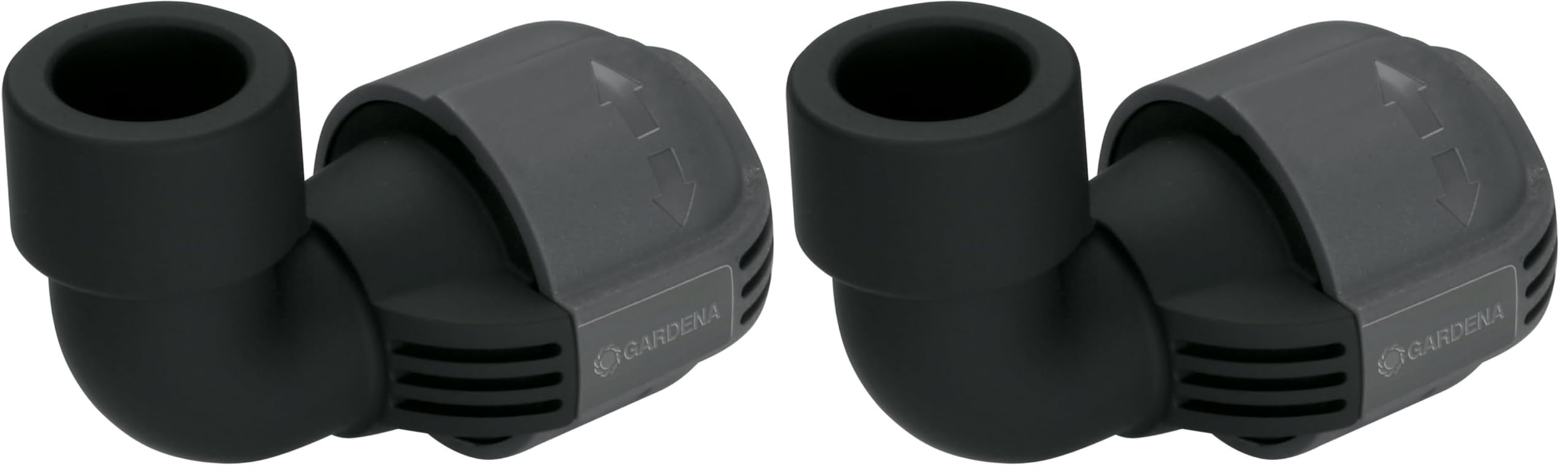 Gardena Sprinkler System L-Piece: Connector for the end of a pipe, for flexible outline connection of pop-up sprinklers, 25 mm x 3/4" female thread (02784-20) (Pack of 2)
