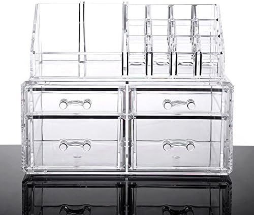 ROOYF Cosmetic Storage Box _ Transparent Diy Desktop Cosmetic Storage Box Drawer Type Storage Box Jewelry Box