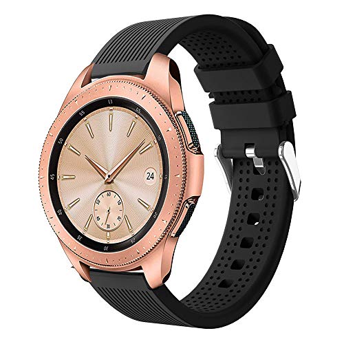 Insaneness Pure Colour Stripe Sport Soft Silicon Accessory Watch Band for Samsung Galaxy Watch 42mm (Black)