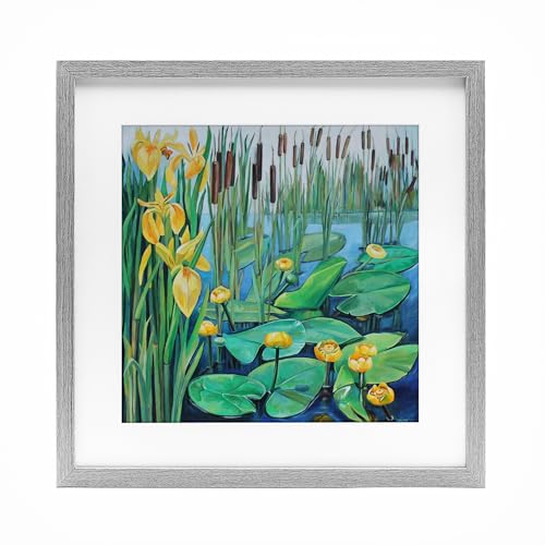 Stupell Industries Blooming Water Lilies Pond Gray Framed Print Under Glass des…