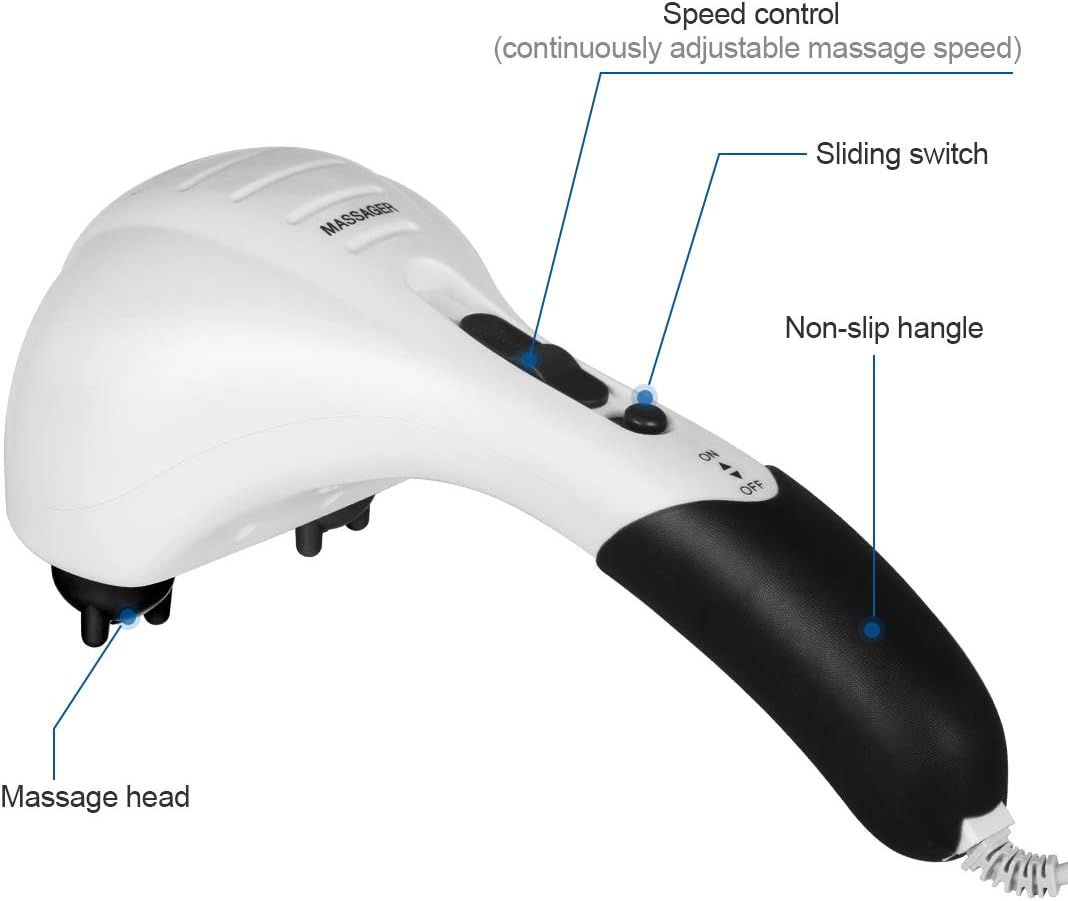 Handheld Neck Back Massager - Double Head Electric Full Body Massager - Deep Tissue Percussion Massage Hammer for Muscles, Arm, Neck, Shoulder, Back, Leg, Foot (Black): Health & Personal Care