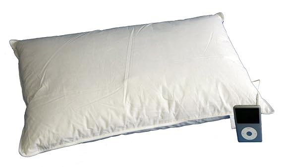 Homescapes Waschbares Musikissen 48 x 74 cm, Kopfkissen mit 100% Entenfederfüllung, Federkissen mit herausnehmbarem Lautsprec