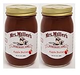 Mrs Miller's Amish Homemade All Natural Apple Butter 18 Ounces - 2 Jars (No Corn Sugar)