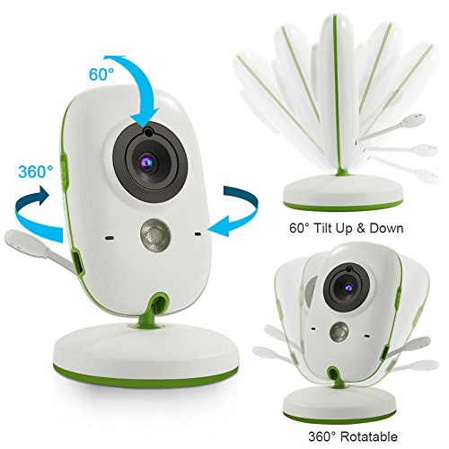 Video Baby Monitor with Auto Night Vision Digital Camera, Two Way Talkback, Temperature Sensor, Lullabies, VOX Function, Feed Alarm/Timer Setting and 20 Hours Standby (2.0 Inch LCD Display) - Thumbnail 2