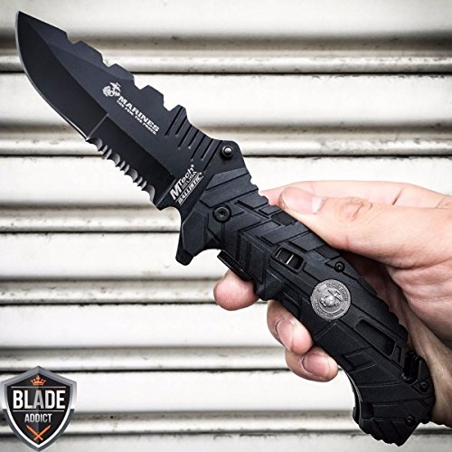 MTECH USMC MARINES Spring Assisted Open Tactical Rescue Folding POCKET KNIFE EDC