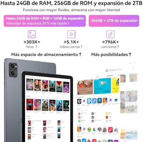 Tablet T20 Android 16 com teclado - 24 GB RAM+256 GB ROM (2 TB TF), Octa-Core, Gemini AI, Widevine L1, Tablet de 10 polegadas, 5000mAh, 8MP+5MP, Face ID, GPS (4 anos de garantia)