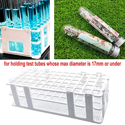 Luckkyme Plastic Test Tube Rack 2 Pack White 60 Holes Lab Test Tube Rack Holder for 17mm and Below The Test Tubes, Detachable, 60 Holes - Thumbnail 4