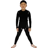 BEGIANT Boys Thermal Long Underwear Set Hockey Base Layer 2 PCS Kids Long Sleeve Compression Shirt & Soccer Leggings