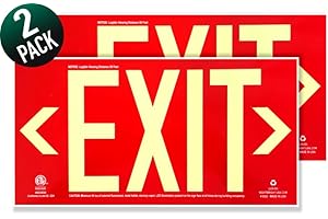Photoluminescent Exit Sign Red - Pack of 2 - Aluminum - UL 924 Code Approved/IBC/NFPA 101 / NightBright USA Part Number ULR-050 II