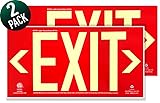 Photoluminescent Exit Sign Red - Pack of 2