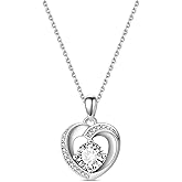 JVXQRYZUN 925 Sterling Silver Pendant Necklace with Cublic Zirconia Jewelry Birthday Gift