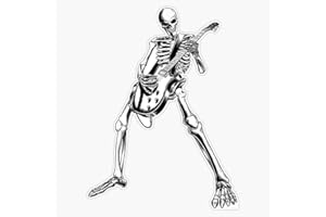 RQH TRADING Skeleton Playing Guitar Electric Acoustic Classical Sticker Bumper Sticker Vinyl Decal 5"
