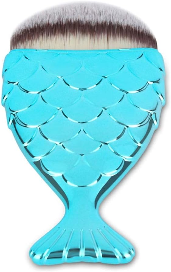 JINHUA Mermaid Makeup Brushes,Fishtail Foundation Brush Blush Foundation Cosmetic Brushes Tool 1pcs（Blue） (Color : Blue)