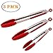 Kitchen Tongs, Set of 3-7, 9, 12 Inch Heavy Duty, Non-stick Silicone, Stainless Steel Locking Kitchen Tongs for Barbeque, Cooking or Grilling