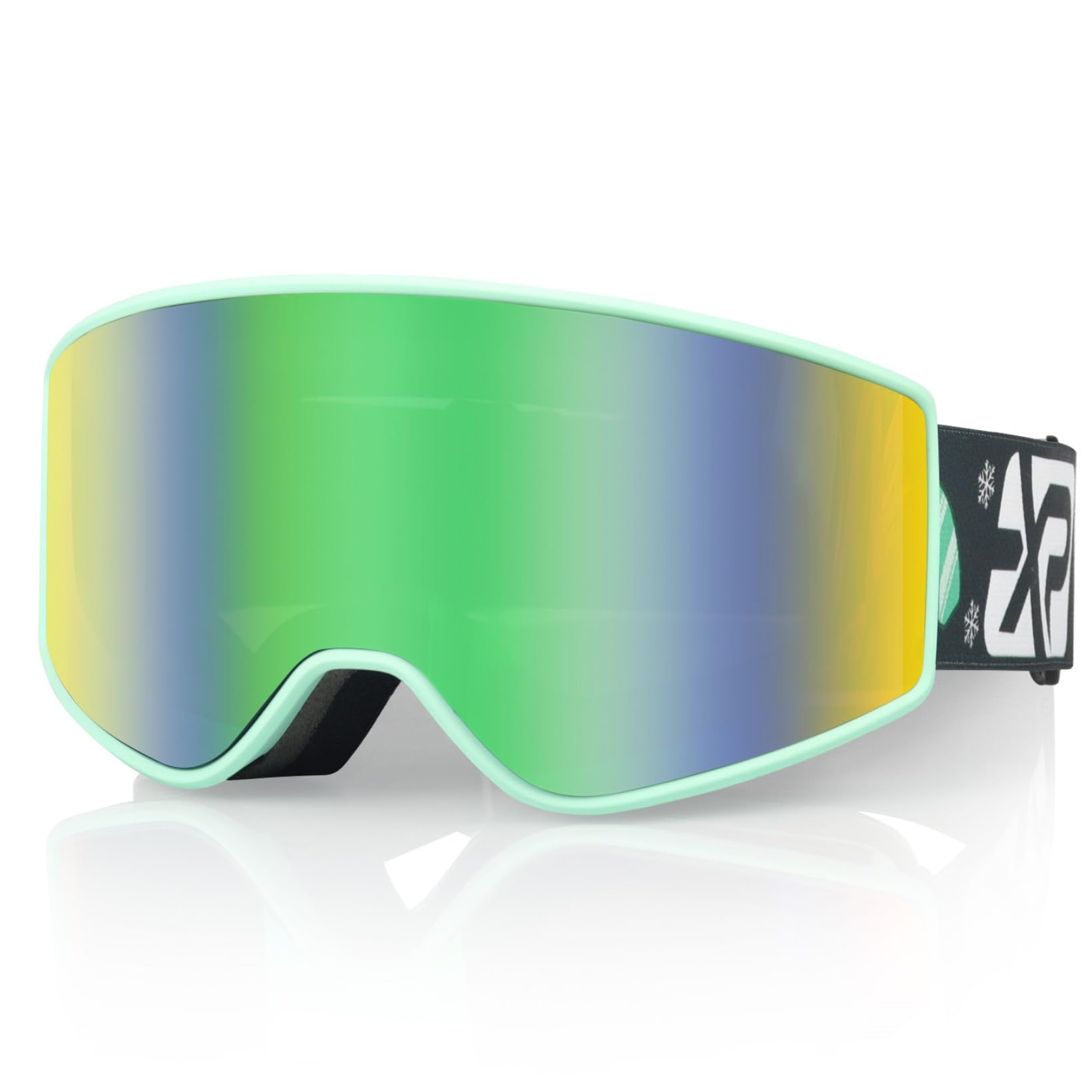 EXP VISION Parent-child Ski Goggles Set, Anti Fog Snow Goggles 100% UV Protection OTG Snowboard Glasses for Men, Women, Youth, kids (Kids Ski Goggles-Green)