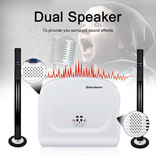 Portable Porjector, Multimedia Entertainment Games Party 1080P HD Video Projector 120 Inch with Mount Hole for Home Cinema Theater Project Support DVD TV PC Laptop iPhone Android Phone - Thumbnail 3