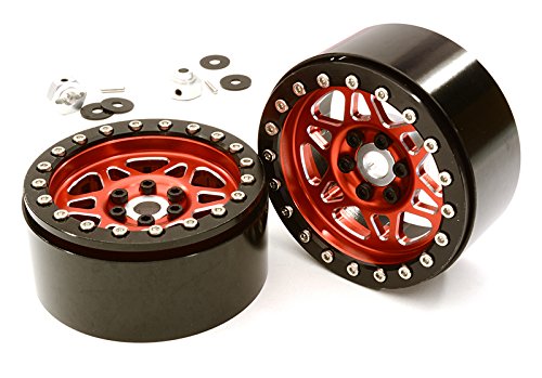 Integy RC Model Hop-ups C26762RED Billet Machined 12 Spoke Off-Road 2.2 Size Wheel (2) for 1/10 Rock Crawler