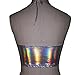 Pinda Summer Women Silver Holographic Laced Up Halter Wrap Crop Top