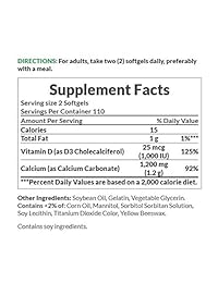 Calcio 0,04 oz de Nature’s Bounty. Plus Vitamina D3., AUS-060, 1, 1