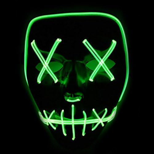 Xdffy Halloween Mask LED Light Up Funny Masks Great Festival Cosplay Costume Supplies Party Masks Glow In Dark (Green)