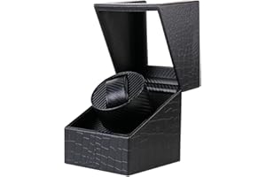 KOKTOHAY Automatic Single Watch Winder with Quiet Japanese Motor,AC Adapter or Battery Powered,Premium Leather Exterior and Soft Flexible Watch Pillows for Men's and Women's Watch