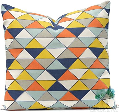 Yellow - Orange - Blue Triangle Pillow Cover - Premier Prints Dimensions Maya Pillow Cover - 20 Different Sizes - Bottom Invisible Zipper Closure